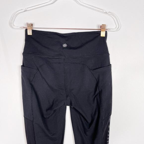 Athleta Small S Black High Rise Mesh Chaturanga to Town 7/8 Leggings Workout - Picture 7 of 12